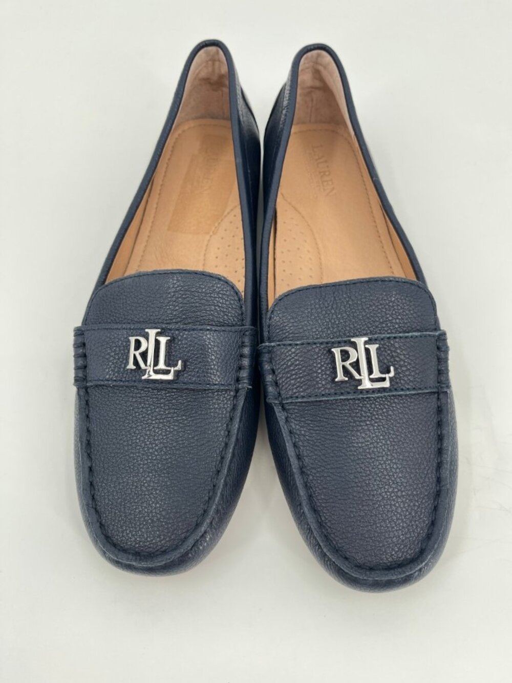 Lauren Ralph Lauren Barnsbury Loafers Navy Size 9 Leather Round Toe Walking Shoe